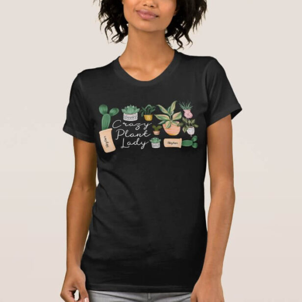 Crazy Plant Lady | Chic Watercolor Potted Plants T-Shirt