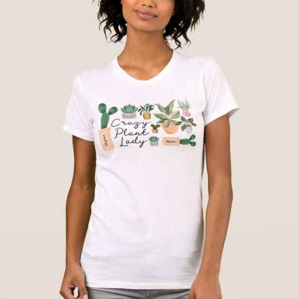 Crazy Plant Lady - Chic Watercolor Potted Plants White T-Shirt