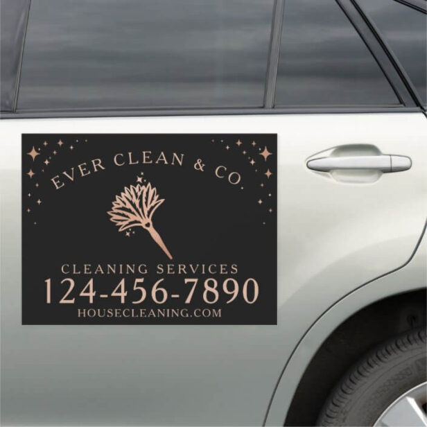 Feather Duster Professional Maid & House Cleaning Black Car Magnet