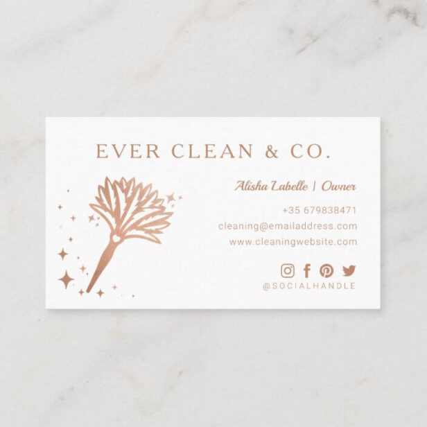 Feather Duster Professional Maid & House Cleaning White Business Card
