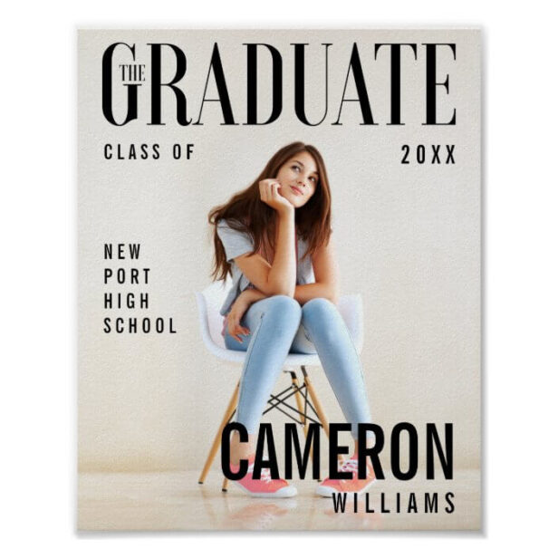 Girl Grad Trendy Magazine Cover Inspired Graduation Poster