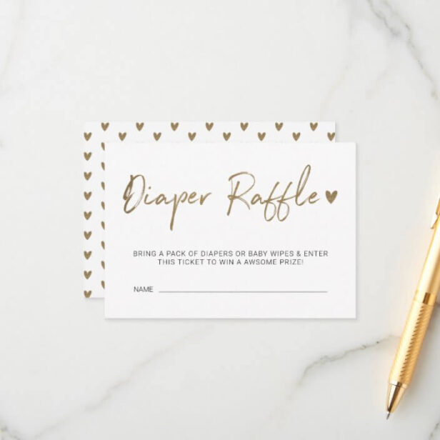 Modern & Minimal Diaper Raffle Gold Brush Script Enclosure Card