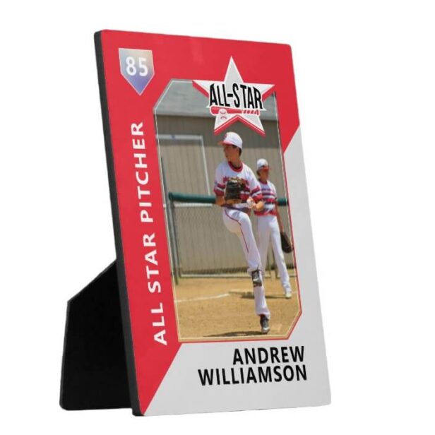 Red & Grey All Star Custom Baseball Card Photo Keepsake Plaqu Plaque