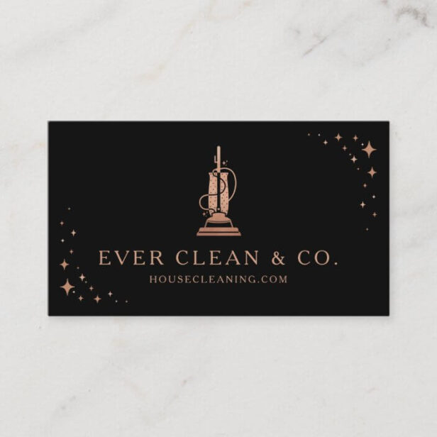 Vacuum Professional Maid & House Cleaning Business Black Business Card1