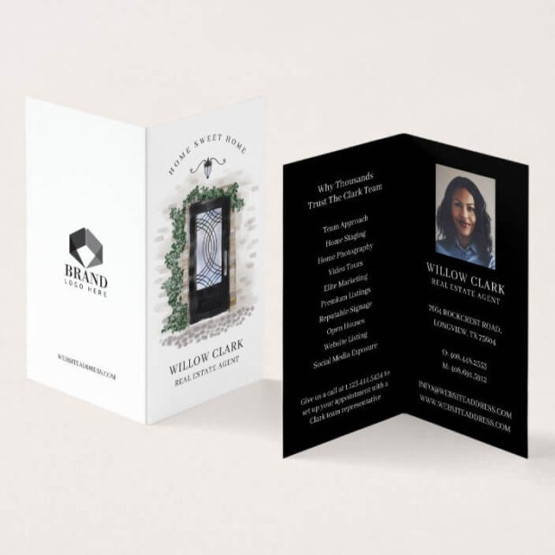Black Iron Watercolor Front Door Photo & Services Business Card