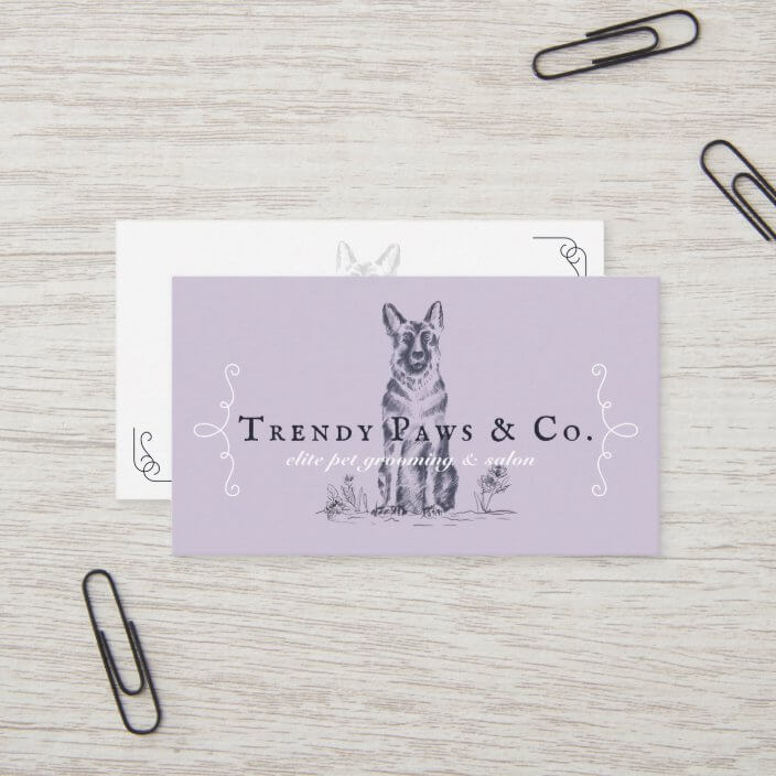 Chic Boutique Style Pet Salon German Shepherd Dog Business Card