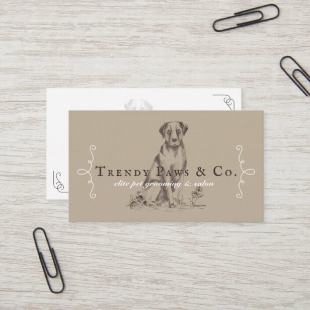 Chic Classy Boutique Style Pet Salon Labrador Dog Business Card