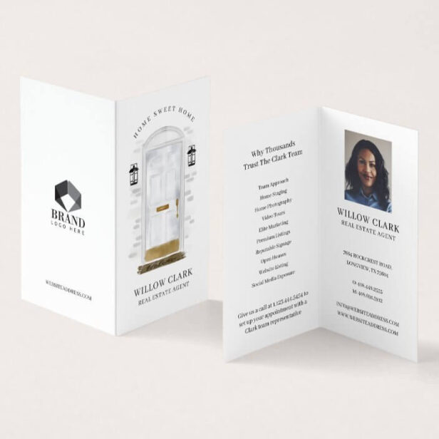 Classic White Watercolor Front Door Photo Services Business Card