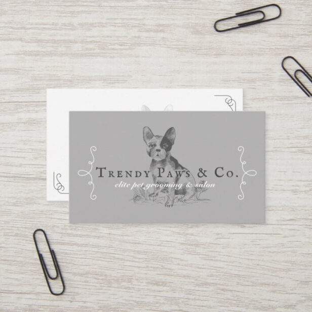 Classy Boutique Style Pet Salon French Bulldog Business Card