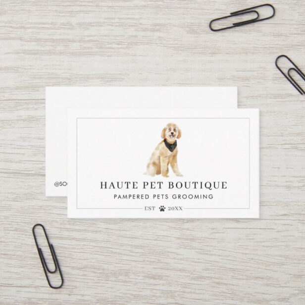 Cute Watercolor Goldendoodle Pet Care Grooming & Salon Business Card