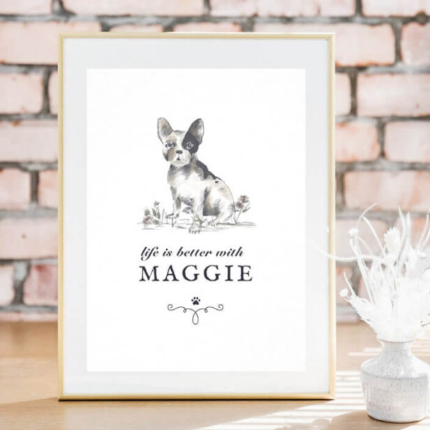 French Bulldog Life Is Better With Custom Dog Name Poster