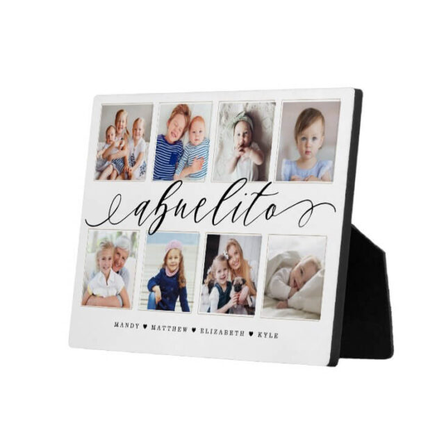 Gift for Abuelito | Trendy Script Grandchildren Photo Collage Plaque