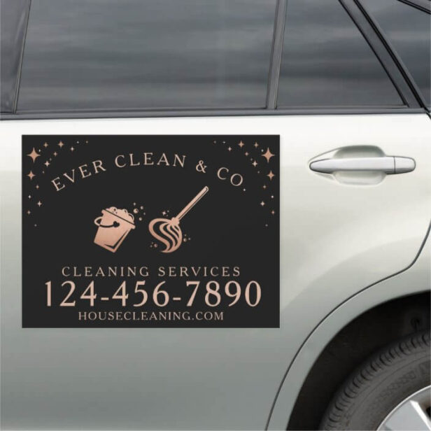 Mop & Bucket Professional Maid & House Cleaning Car Magnet