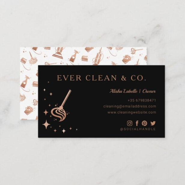 Mop Professional Maid & House Cleaning Black Business Card