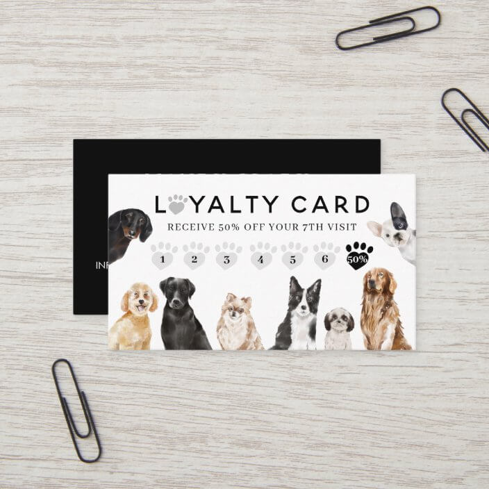 Watercolor Dog Breeds Pet Care & Grooming Loyalty Business Card -  Moodthology Papery
