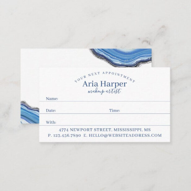 Elegant Navy & Blue Geode Gold Glitter Agate Appointment Card