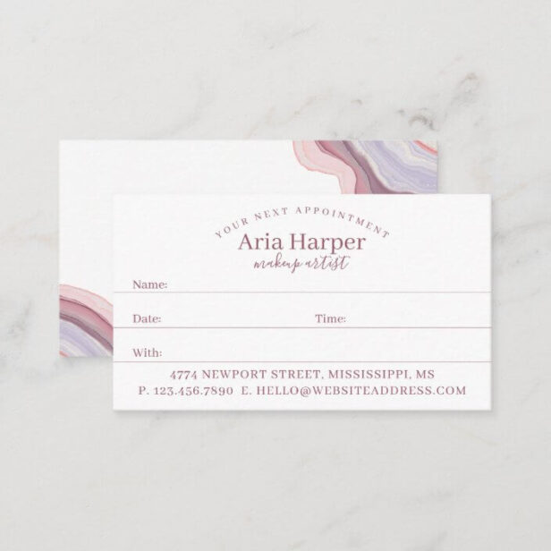 Elegant Pink & Purple Geode Gold Glitter Agate Appointment Card