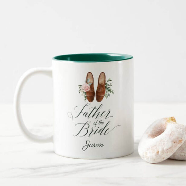 Father of the Bride Watercolor Floral Formal Shoes Two-Tone Coffee Mug