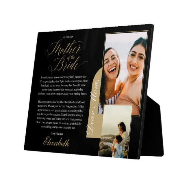 Gift for Mother of The Bride | Photo & Message Black Plaque