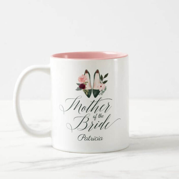 Mother of the Bride | Watercolor Floral High Heels Two-Tone Coffee Mug
