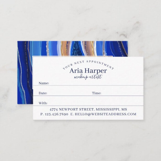 Navy Blue & Gold Geode Gold Glitter Agate Appointment Card