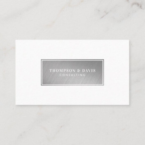 Silver Plaque Minimal Professional Business Photo Business Card