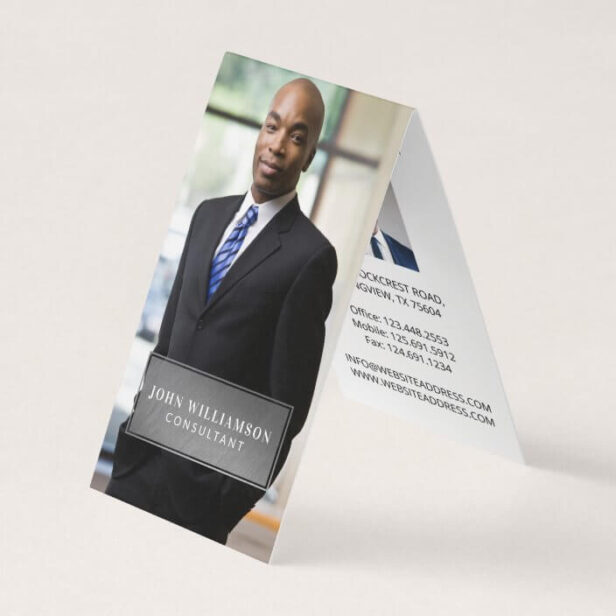Silver Plaque Minimal Professional Logo & Photo Business Card