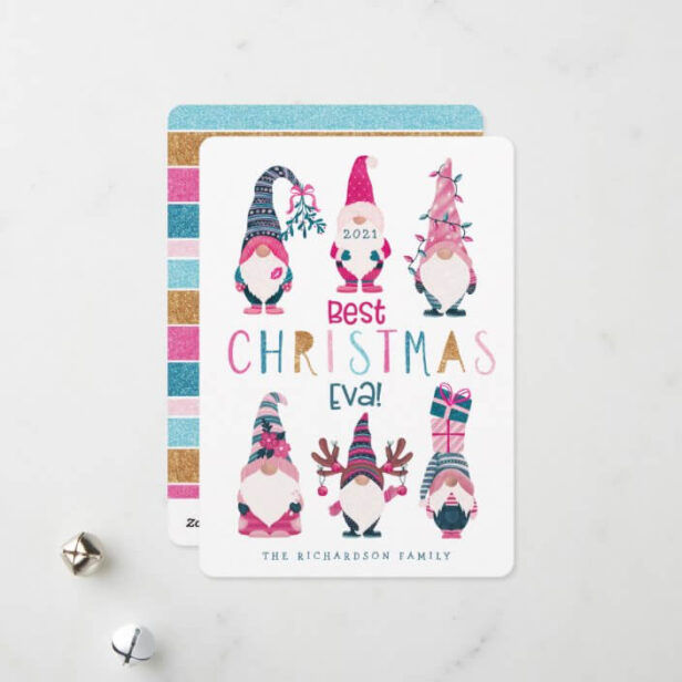 Best Christmas Eva! Funny & Bright Gnomes Holiday Card