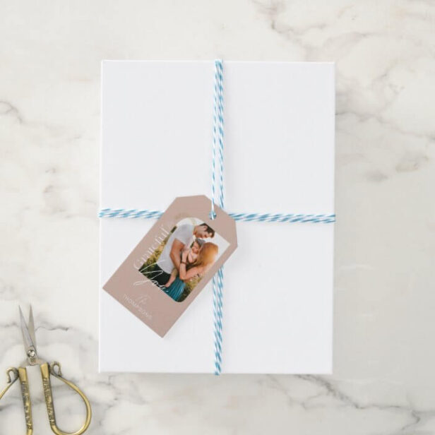 Grateful For You Modern Geometric Arch One Photo Gift Tags