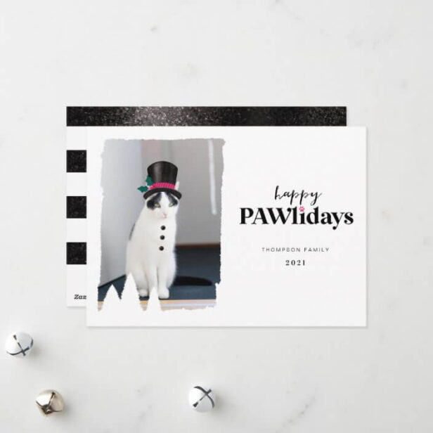 Happy Pawlidays Fun Pet Photo Snowman Holiday Card