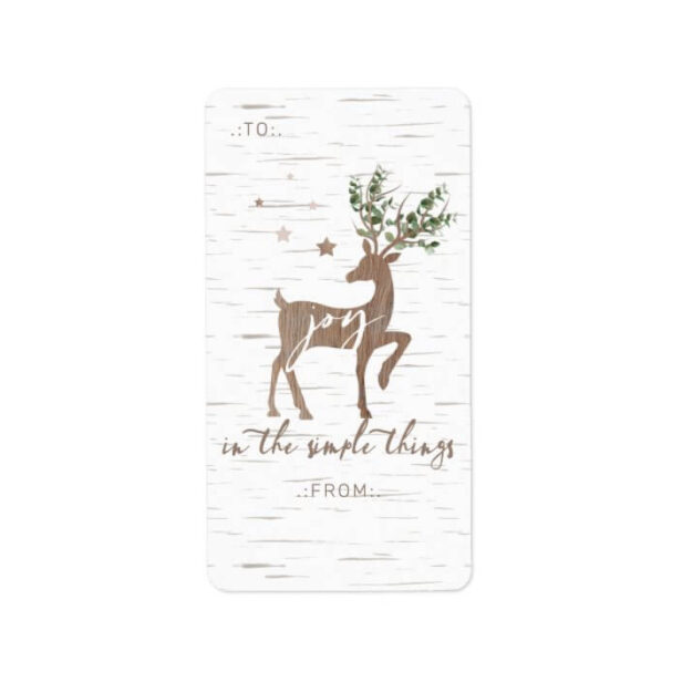 Joy In the Simple Things Birch Bark Deer To & From Label