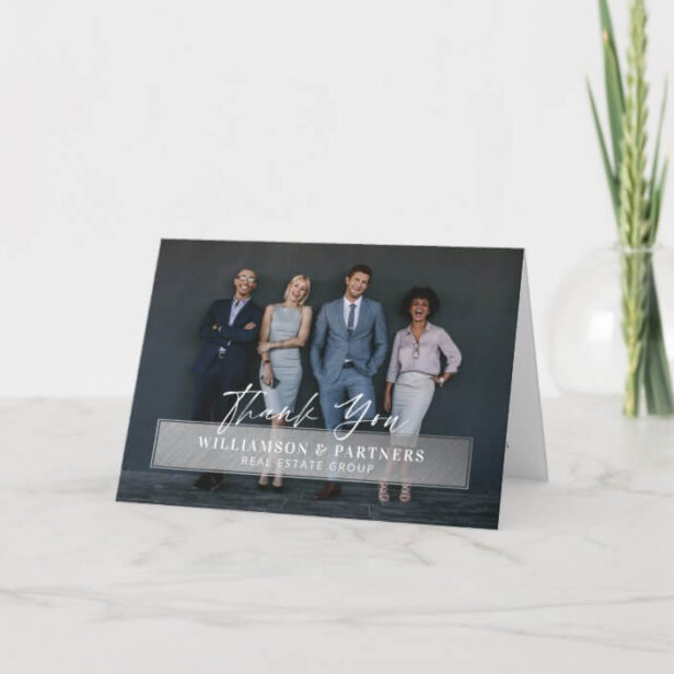 Thank You Professional Company Photo Silver Plaque Thank You Card