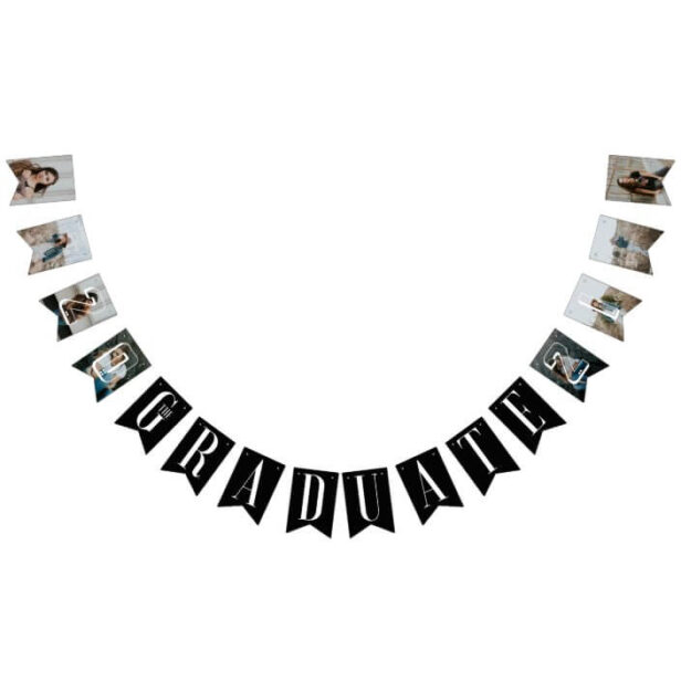 The Graduate Photo Collage Graduate Year Party Black Bun Bunting Flags
