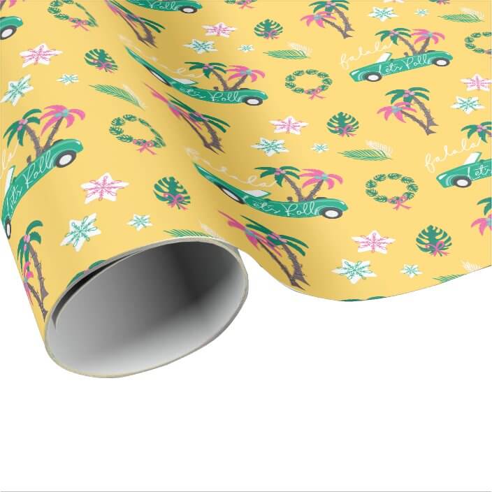 Tropical Christmas Fala Lets Roll Teal Convertible Wrapping Paper -  Moodthology Papery