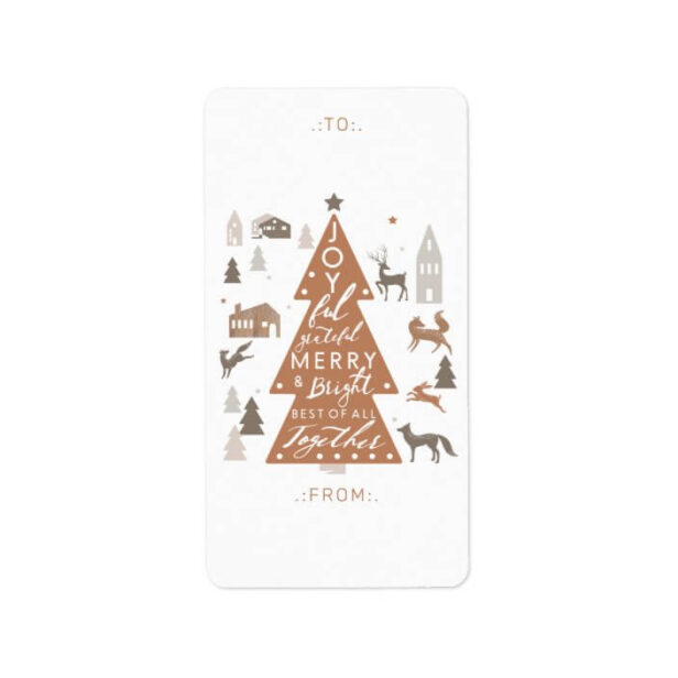 Woodland Forest Animals & Cozy Village To & From Label