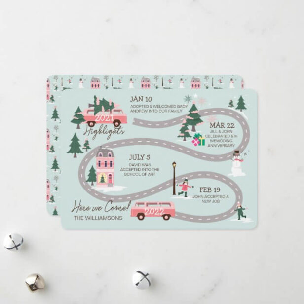 Year End Highlight Van Life Christmas Road Map Holiday Card