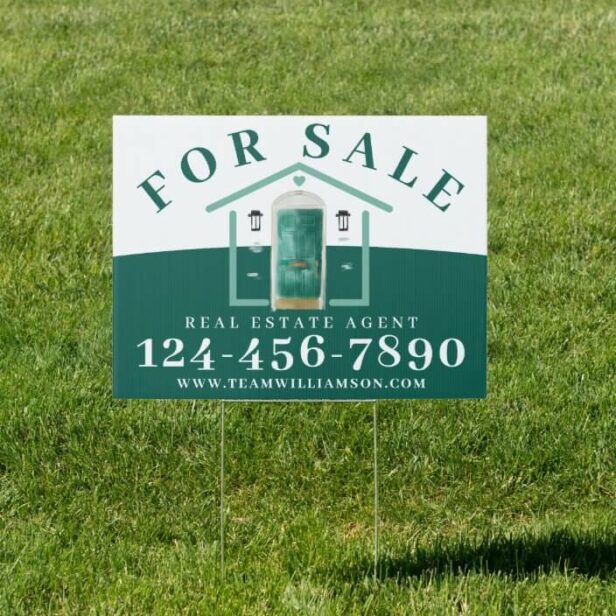 For Sale Real Estate Agent Jade Watercolor Door Sign