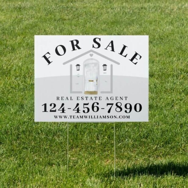 For Sale Real Estate Agent White Watercolor Door Sign