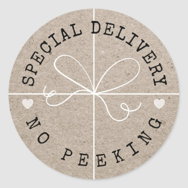 Fun Special Delivery No Peeking Kraft Paper Parcel Classic Round Sticker
