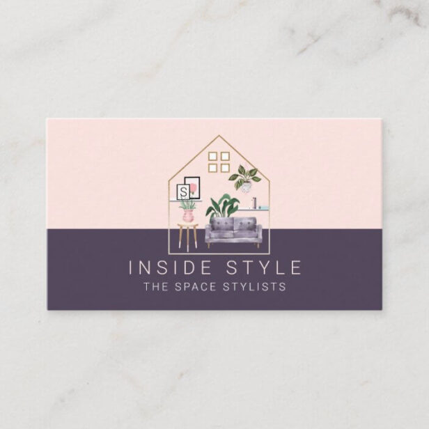 Furniture Decor Stylish Home Staging Pink & Violet Business Card