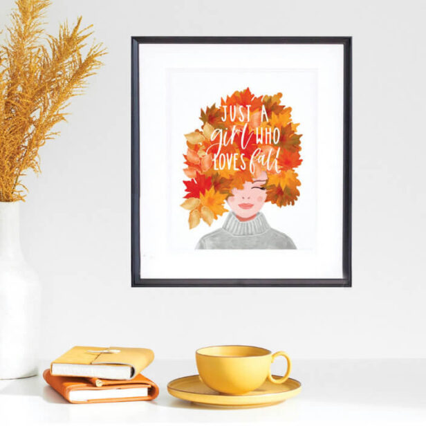 Just A Girl Who Loves Fall Watercolor Fall Caucasian Beauty Poster