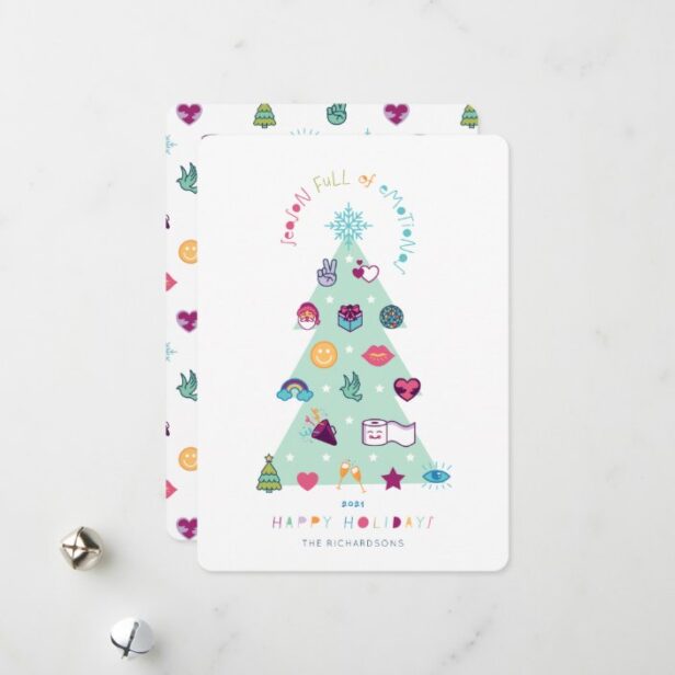 Season Full of Emotions Fun Emoji Christmas Tree Holiday Card