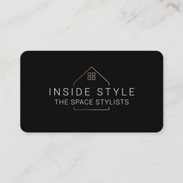 Simple Modern Home Staging Logo Black Business Card