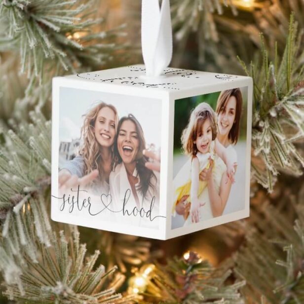 Sisterhood Script | Gift For Sisters Photo Collage Cube Ornament
