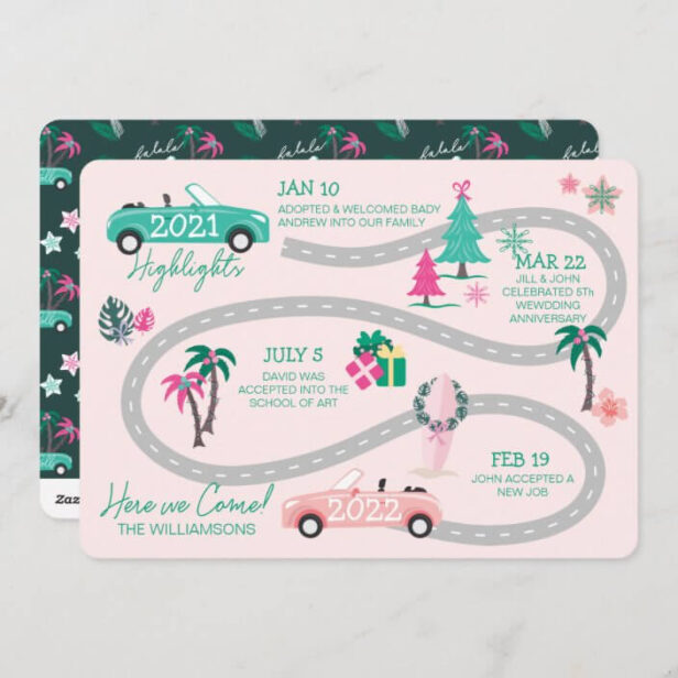Year End Highlight Tropical Christmas Let's Roll Holiday Card