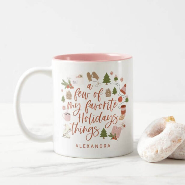 A Few of My Favourite Holiday Things Illustration Two-Tone Coffee Mug