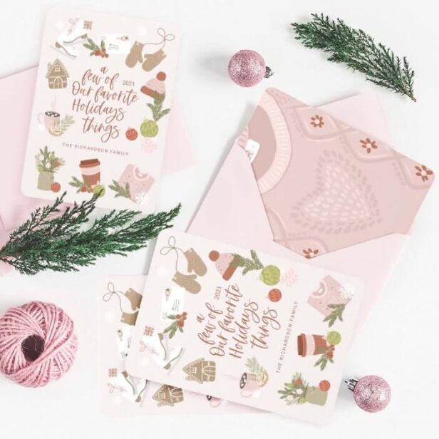A Few of Our Favourite Christmas Things Blush Pink Holiday Card