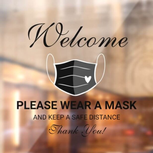 Cute Black Mask Requirement Business Welcome Window Cling