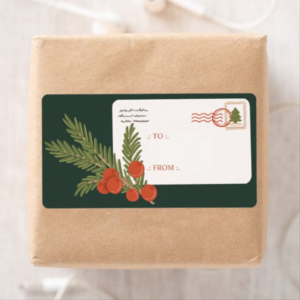 Festive Delivery Postage Envelope To & From Label