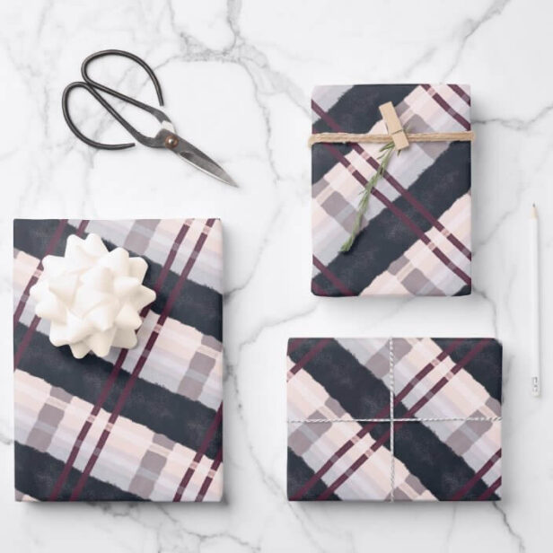 Modern Abstract Watercolor Festive Purple Pattern Wrapping Paper Sheets